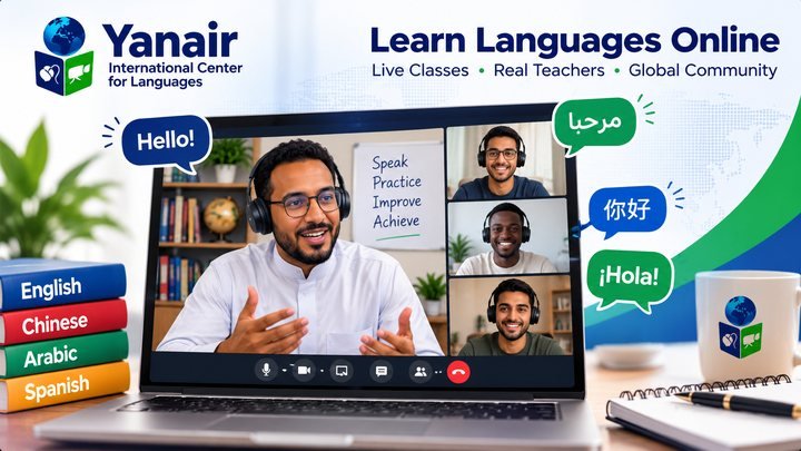 A Yanair teacher leading a live online class with students
